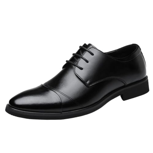 Men's Lace-Up Low Top Leather Shoes Casual Business Formal Dress Shoes for Office and Daily Wear