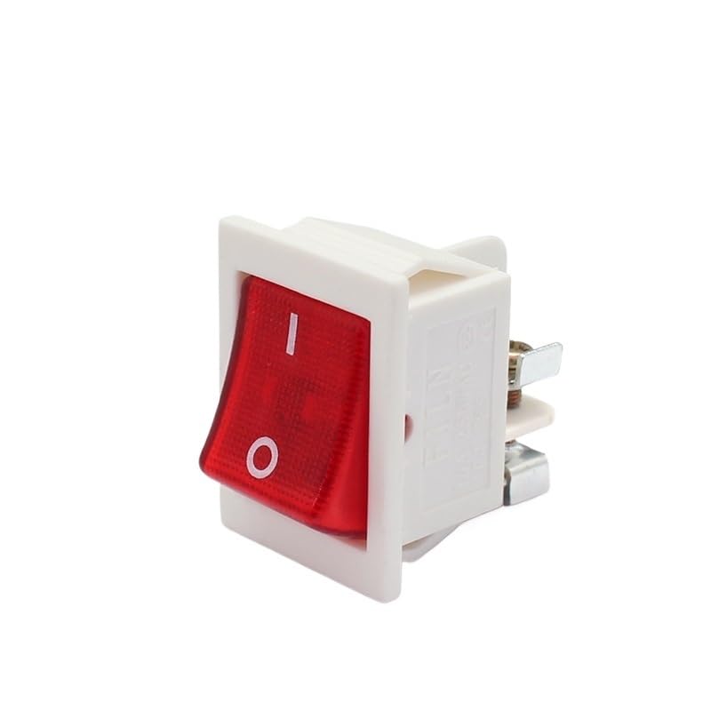 KLVN 22x28mm White Body on Off 16A/250V 4 Screw pin DPST T85 Auto Boat Marine Toggle Rocker Switch with LED 220V