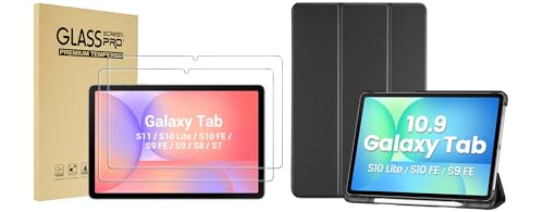 ProCase 2 Pack Screen Protector Bundle with Slim Trifold Case for Galaxy Tab S10 Lite/ S10 FE 2025/ S9 FE 10.9 Inch
