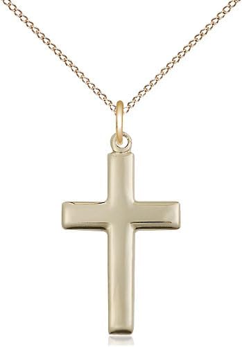 14kt Gold Filled Cross Pendant on a 24 inch Gold Filled Light Curb Chain.