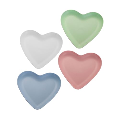 TOBBOMEY 4個 加大 ハート型食器 色各入り 小皿 食事用プレート 食洗機対応 割れにくい 多用途デザート皿 家用パーティー向け