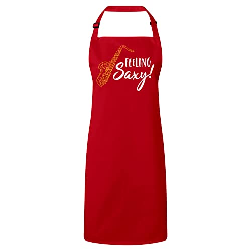Tablier cuisine rouge avec saxophone vêtement de protection pour musicien et cuisinier
