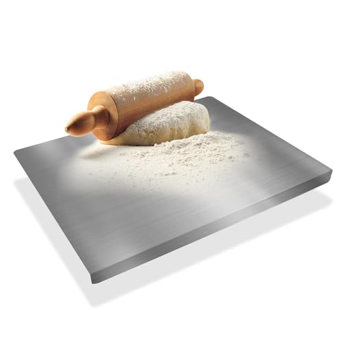 Kunaxku Edelstahl-Schneidebrett 50 x 40cm,Küche Schneidbrettchen,Schweres Schneidebrett zum Kochen, Backen Brot Restaurant zum Kneten, für Fleisch, Gemüse für Küche Bar