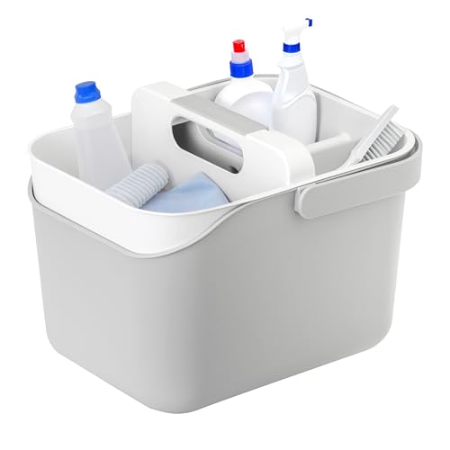 Vigar Rengo Cubo Organisateur, Panier Organisateur Multifonction avec Poignée, 3 Compartiments, Organisateurs de Salle de Bain et Rangement pour la Maison, Gris, Blanc