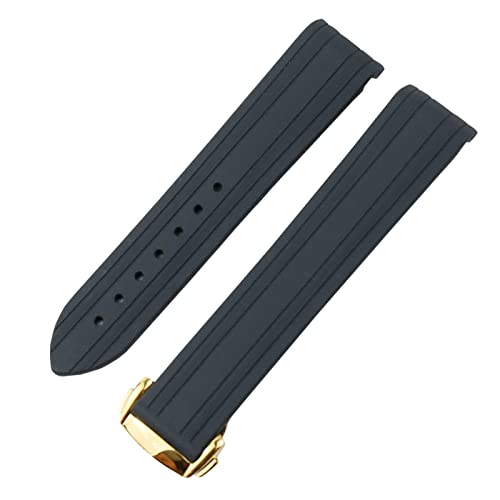 Bracelet Omega Seamaster 300 en silicone noir de 22mm avec boucle dorée étanche
