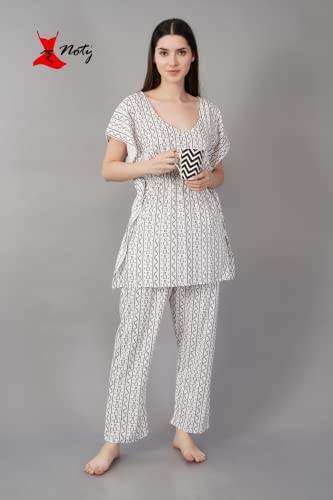 Image of Noty Girl's /Women's- Night Suit Set | Kaftan With Payjama | Rayon Fabric - Printed | Nightdress