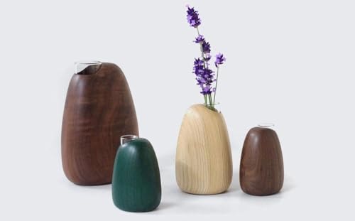 Mango vase - small green/SASAKI[旭川クラフト(木製品/一輪挿し)]マンゴーベース / ササキ工芸_03253