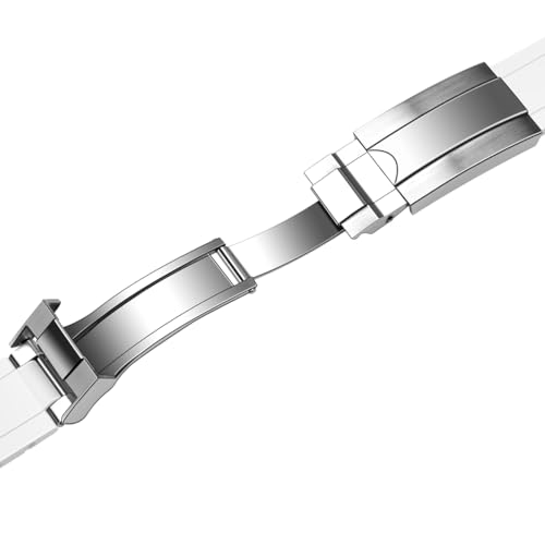 Image of Juntan 18mm 20mm 21mm 22mm Curved End Rubber Watch Band, Tapered Silicone Curved Replacement Watch Strap for Men Women with Metal Classic Diving Buckle