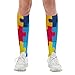 Meaudiwes Sport Baseball Compression Socks, Fashion Dress Decor Socks, Soft Travel Knee High Stockings Gift Autism Awareness Colorful Puzzles