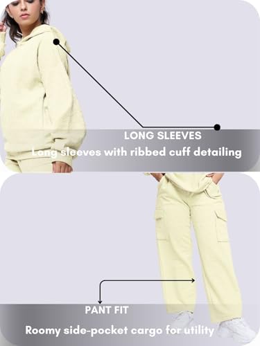 Image of GRECIILOOKS Co-ord Set for Women Stylish | Warm Hooded Hoodie & Pant Set | Winter Wear Womens Dress | Casual Travel & Loungewear Outfit | Oversized Loose Fit Winter Hoodie set