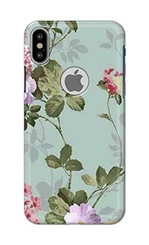 Image of Printed Hard Back Cover Case for Apple iPhone X | iPhone 10 | iPhone Xs | iPhone 10s Logo View Back Cover (Floral Painting) -702