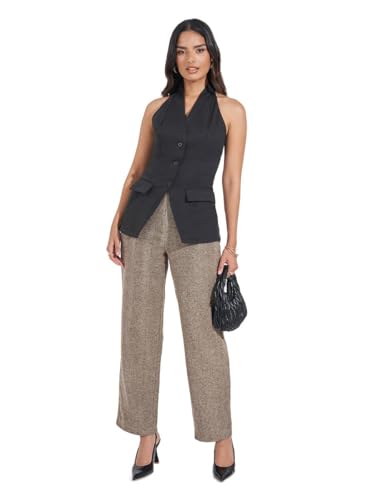 Styli Halter Neck Waistcoat with Flap Detail Women's Tops, Tees & Blouses Black S
