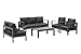MeXo Lounge-Set Aluminium 6-7 Personen Gartenmöbel Set Metall Modern, Garten Sitzgruppe Wetterfest mit Sofa Sessel Tisch Olefin Kissen Auflagen für Indoor Outdoor (Grau & Dunkelgrau Neu)
