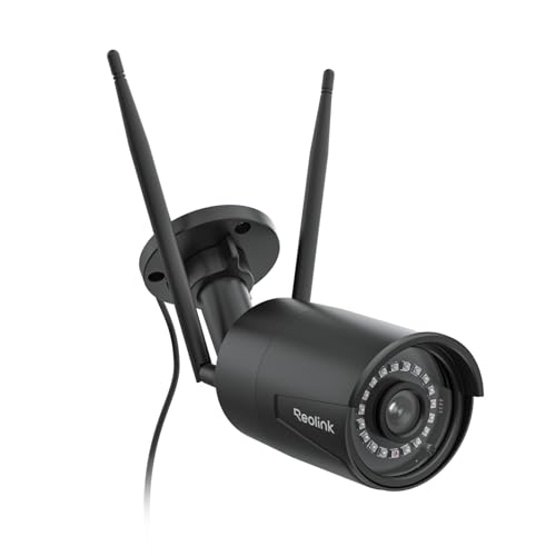Reolink 5MP Telecamera Wi-Fi Esterno 2,4/5 GHz, Videocamera con Rilevamento di Persone/Veicoli/Pet, Visione Notturna, Impermeabilità IP66, Slot per Scheda microSD, Time-Lapse, RLC-510WA Nero