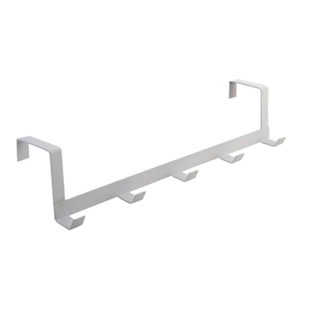Towel Rail Hooks Over The Door 5 Home Bathroom Organizer Rack Clothes Coat Hat Towel Hanger(White)