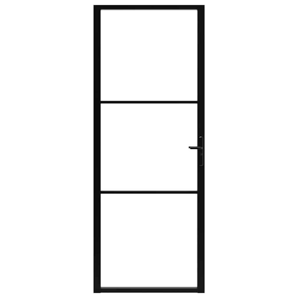 vidaXL Porte Intérieure Porte Vitrée Poignée en Alliage d'Aluminium Serrure en Fer Salon Maison Verre ESG et Aluminium 76x201,5 cm Noir