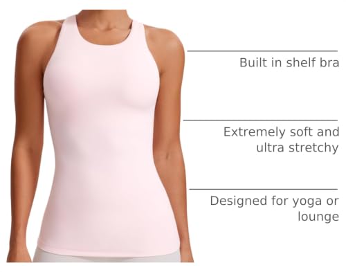 Image of CRZ YOGA Butterluxe High Crew Neck Tank Top | Light Support, Built in Bra, Removable Pads, Yoga, Extremely Soft, Racerback, for Women