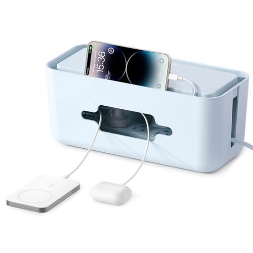 ORICO Caixa de gerenciamento de cabos, caixa oculta de cabos para esconder tiras de energia na mesa ou no chão, evitar que crianças e animais de estimação se toquem, organizadores de cabos elegantes