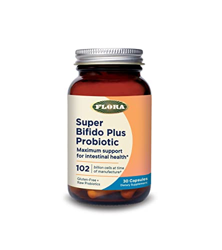 Flora Udo's Choice Super Bifido Plus 102 Billion CFU - Raw Probiotics for Men & Women with , Digestive Health Support, Bifidobacterium, Lactobacillus - 30 Veg Capsules