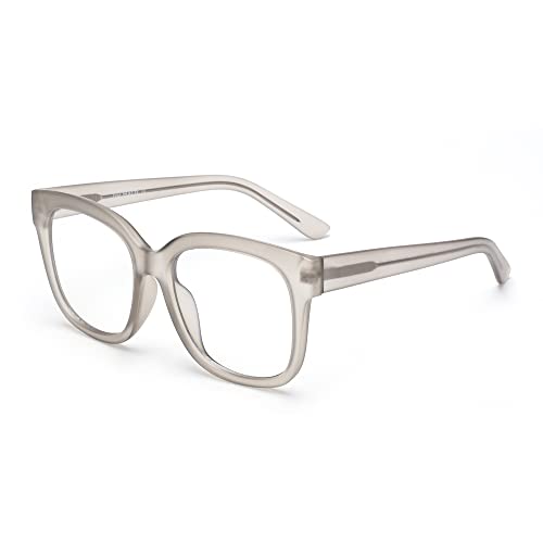 Jim Halo Blue Light Blocker Glasses for Women Oversized Square Computer Glasses Metal CP Temples Grey
