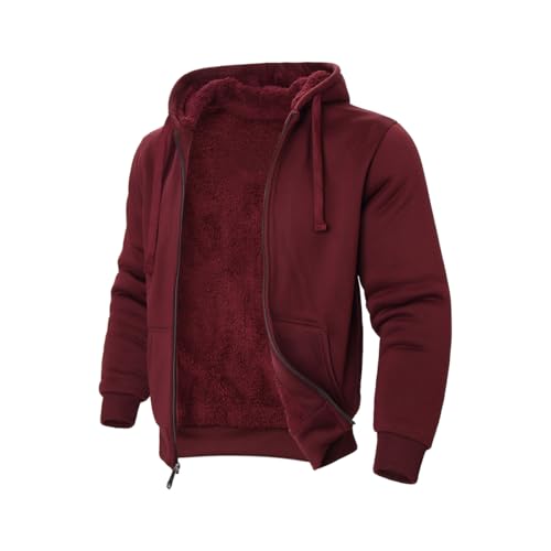 Image of TanBridge Sherpa Fleece Lined Hoodie Big and Tall Plaid Flannel Jacket Winter Coats for Men Zip Up Winter Warm Sweatshirts