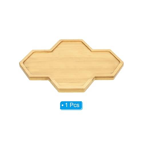 PATIKIL Plant Pot Saucer 7.5x5.7 Inch, Bamboo Polygonal Flower Drip Tray for Home Indoor, Yellow - Image 3
