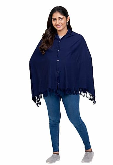 SERA FASHION Women Cotton Casual Style Soft Mother's Nursing & Feeding Shawl Feeding Cloak (NAVY BLUE-picture-32