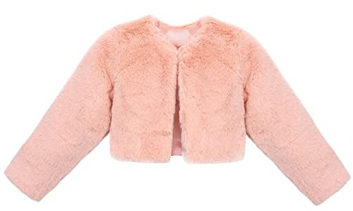 Image of Lilax Girls Cozy Faux Fur Long Sleeve Crew Neck Dress Coat