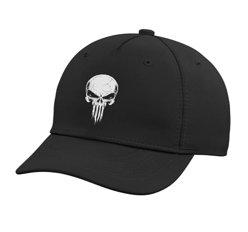 Marvel The Punisher Distressed Skull Logo Adjustable Printed Baseball Hat Black