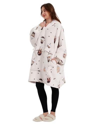Image of KFUBUO Wearable Blanket Hoodie for Adults Sherpa All Patterns Oversized Sweatshirt Blanket with Pocket