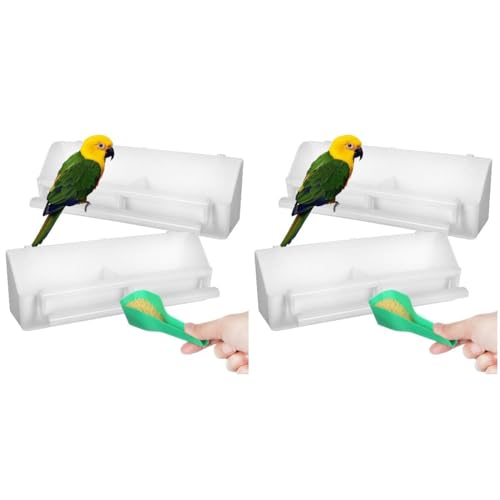 GANAZONO 4pcs Bird Water Dispenser Bird Food Feeder for Cage Bird Food Bowl Cups with 2 Food Dispenser Spoon