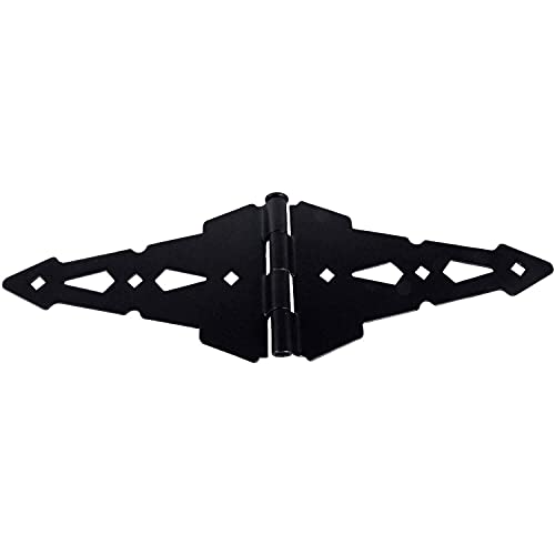 Jake Sales - Wood Gate Hinges, Latch - Wood Fence Single Gate Kit, 8" Strap Gate Hinges, Gate Latch Opens From Both Sides - Wood Gate Hardware Black #TOP7