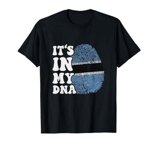 Funny It's in My DNA Botswana Flag Fingerprint T-Shirt, Men, Black, 5X-Large
