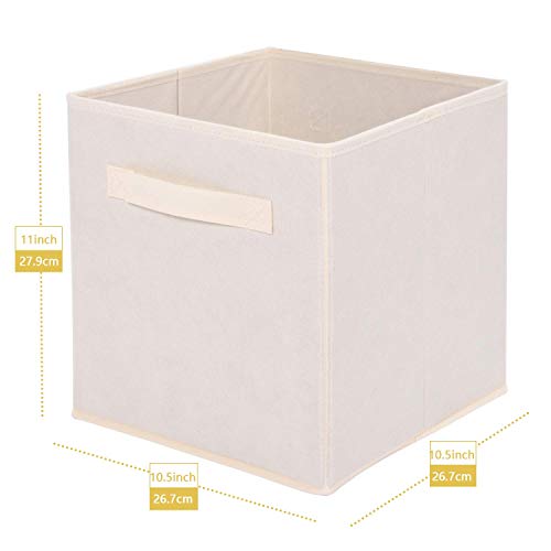 Maidmax Fabric Storage Cubes, Cloth Cubby Storage Bins For Home Bedroom Closet Drawers Cube Organizer, Foldable, Beige, 10.5×11 Inches, Set Of 6 #TOP2