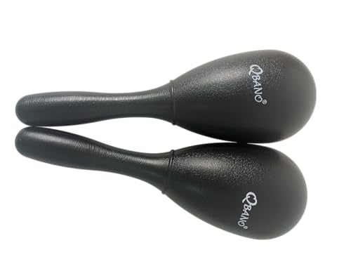 Maracas Negras modelo Deluxe, Plastico Rugoso, Imitación Piel y Imitación Madera Qbano.