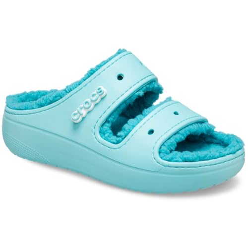 Image of Crocs Unisex-Adult Classic Cozzzy Sandals, Fuzzy Slippers and Slides, Pure Water, 15 Men /17 Women