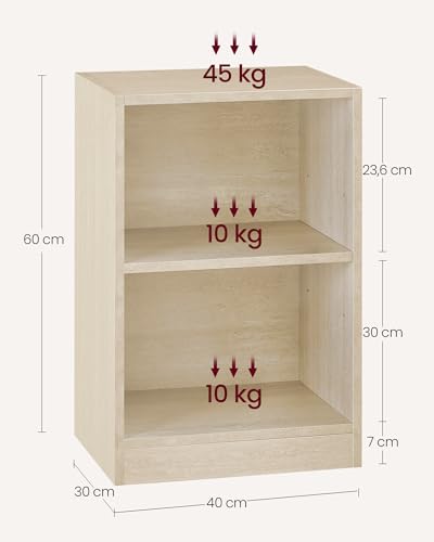 Miniatura 3 de VASAGLE Custos Colección - Juego de 2, Mesita de Noche con Compartimentos Abiertos, Mesa Auxiliar con Balda Ajustable, Doble Uso, Montaje Fácil, Dormitorio, Salón, Beige Travertino LET866LA01