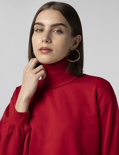 Image of FYLTR Women's Drop Shoulder Boxy Fit Sweatshirt with Turtle Neck & Balloon Sleeve | Sweatshirts for Women | Winter Sweatshirts for Woman | Casual T-Shrit