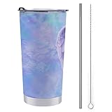 ALLMIX SPOROT 20oz Purple Pink Angel Wings Stainless Steel Tumbler with Lid and Straw, Insulated Coffee Tumbler Cup Travel Mug for Mom Dad Gift Valentines Day Gifts