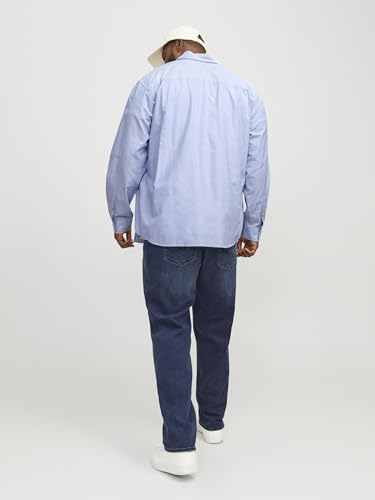 JACK & JONES Herren Einfarbiges Plus Size Hemd Basic Übergrößen Langarm Shirt Uni Business JJEOXFORD, Cashmere Blue , XXL – Ansicht 3