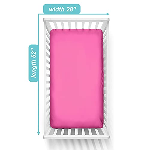 Image of American Baby Company Supreme 100% Natural Cotton Fitted Crib Sheet 52 inch x 28 inch, Enhanced Thickness for Soft, Breathable & Hypoallergenic Jersey Comfort, Fuschia, Neutral for Boys & Girls