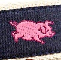 COUNTRY CLUB PREP Prancing Pig Leather Tab Belt in Navy2