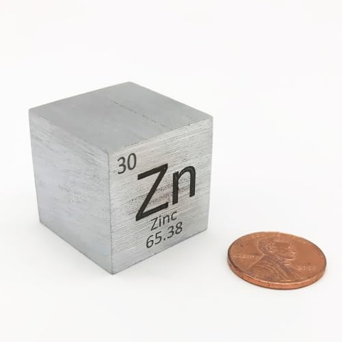 Generic 1 Inch Zinc Zn Cube 25.4 mm Block Pure Density Metal for Element Collection Hand Made Hobbies Crafts Display - (Dimensions: 25.4mm Cube)