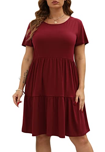 Image of Nemidor Women Plus Size Casual Ruffle Dress Swing Midi Pocket