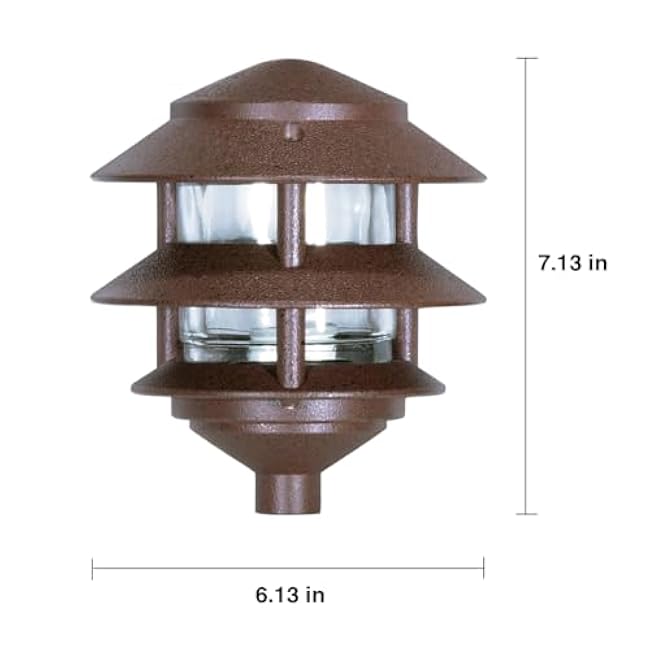 NUVO SF76/632 One 2 Louver Hood Outdoor Pagoda Landscape Pathway Light, 2 Tier-Small, Old Bronze