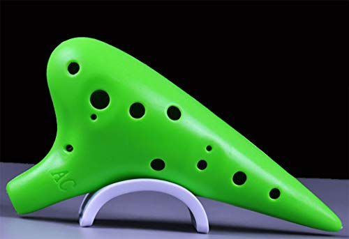 Plastic Ocarina Alto C, 12 Hole Ocarina Easy Instrument for Children, Beginners (Green)