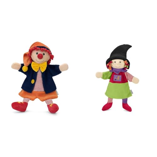Sterntaler 36958 Handpuppe Clown, 30 x 23 x 10 cm, Bunt & 3601816 Handpuppe Hexe, 34 x 27 x 9 cm, Bunt