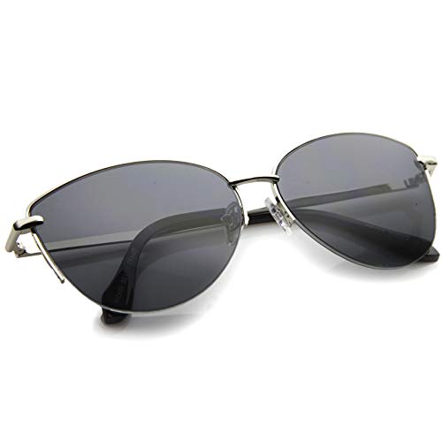 zeroUV Modern Fashion Oval Semi-Rimless Metal Wire Frame Cat Eye Sunglasses 63mm4