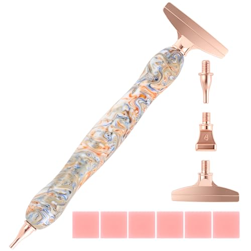 papasgix 20 Pcs Diamond Painting Pens Kits Diamond Art Metal Drill Pen Tips with Multi Replacement Pen Heads 5D Diamond Painting Accessories Tools for DIY Craft Crystal Drill Bead (Orange 6 Pcs)