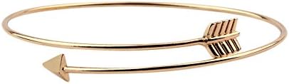 Skinny Bow and Arrow Bangle Adjustable Cuff Bracelet (Gold Arrow)